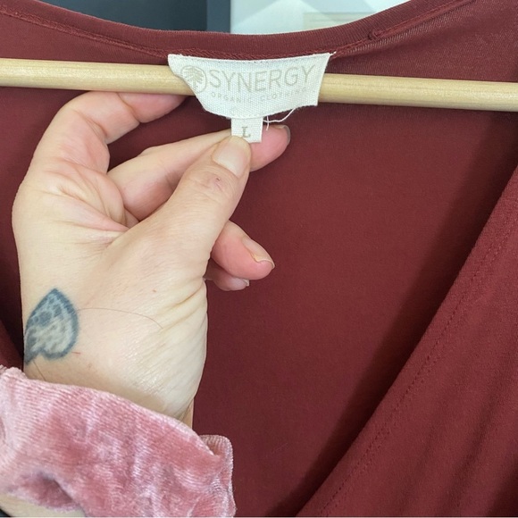 Synergy Organic Clothing Wrap Rust Cotton V Neck Dress Large - Picture 2 of 8